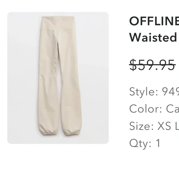 Aerie OFFLINE The Hugger Cinch Pant - Cake Batter XS - Picture 5 of 7